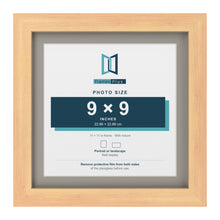 Pine 11 x 11 inch picture frame with a Dawn Grey mount for a 9 x 9 inch photo