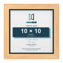 Pine 11 x 11 inch picture frame with a Pacific Blue mount for a 10 x 10 inch photo