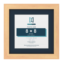 Pine 11 x 11 inch picture frame with a Pacific Blue mount for an 8 x 8 inch photo