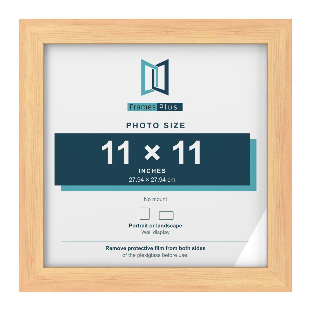 Pine picture frame for a 11 x 11 inch photo