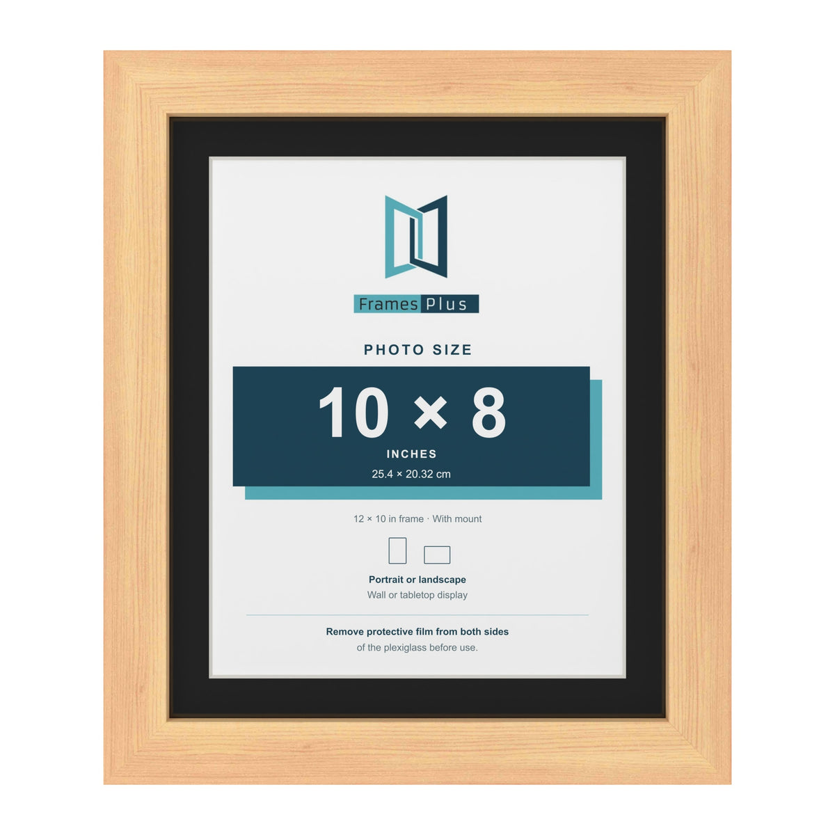Pine 12 x 10 inch picture frame with a black mount for a 10 x 8 inch photo