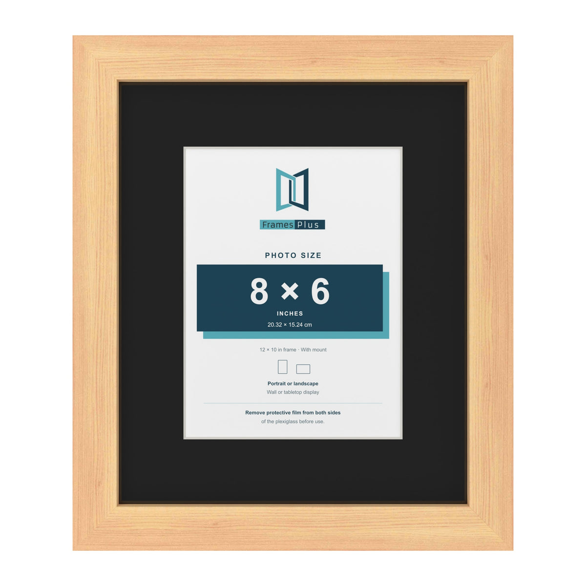 Pine 12 x 10 inch picture frame with a black mount for an 8 x 6 inch photo
