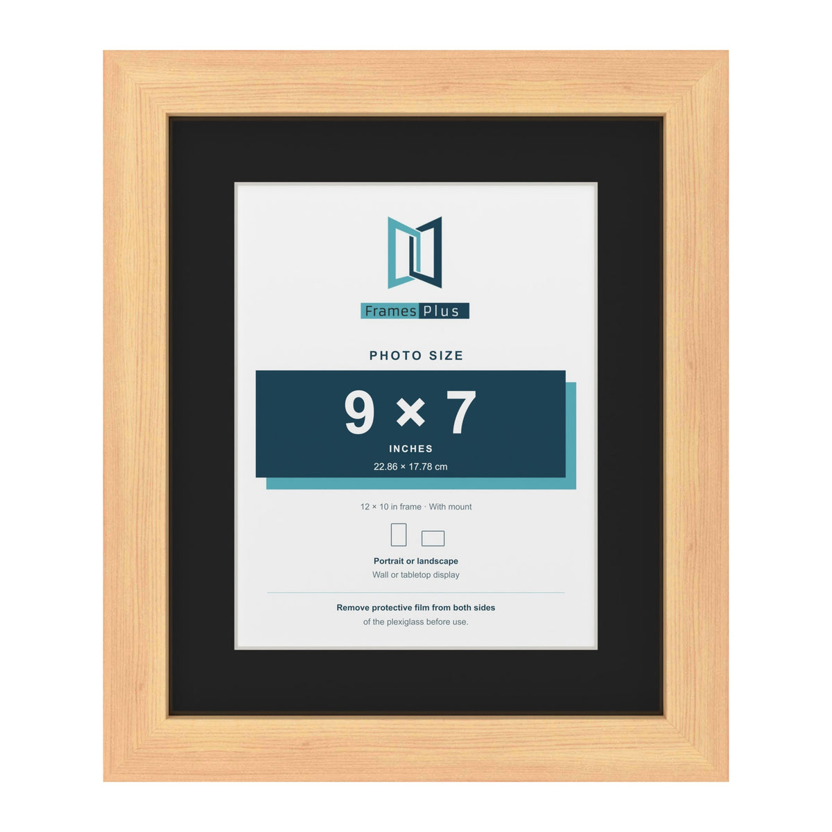 Pine 12 x 10 inch picture frame with a black mount for a 9 x 7 inch photo