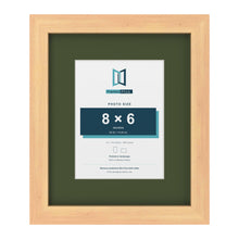 Pine 12 x 10 inch picture frame with a green mount for an 8 x 6 inch photo