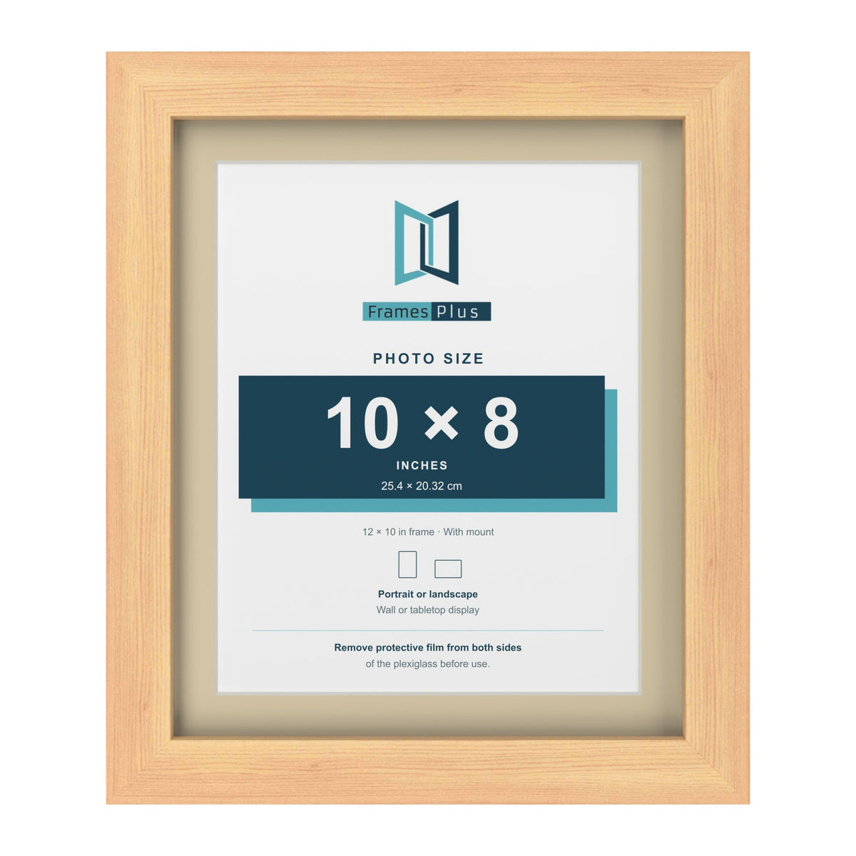 Pine 12 x 10 inch picture frame with an ivory mount for a 10 x 8 inch photo