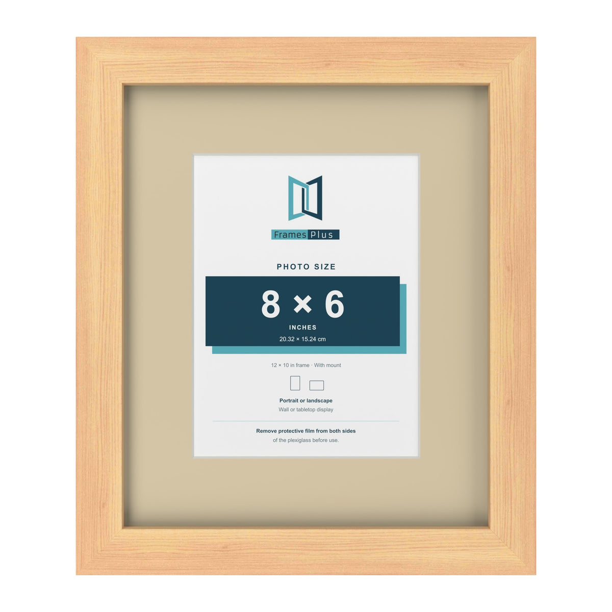 Pine 12 x 10 inch picture frame with an ivory mount for an 8 x 6 inch photo