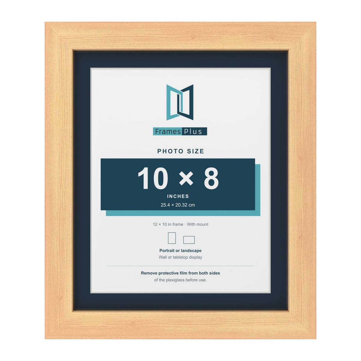 Pine 12 x 10 inch picture frame with a Pacific Blue mount for a 10 x 8 inch photo