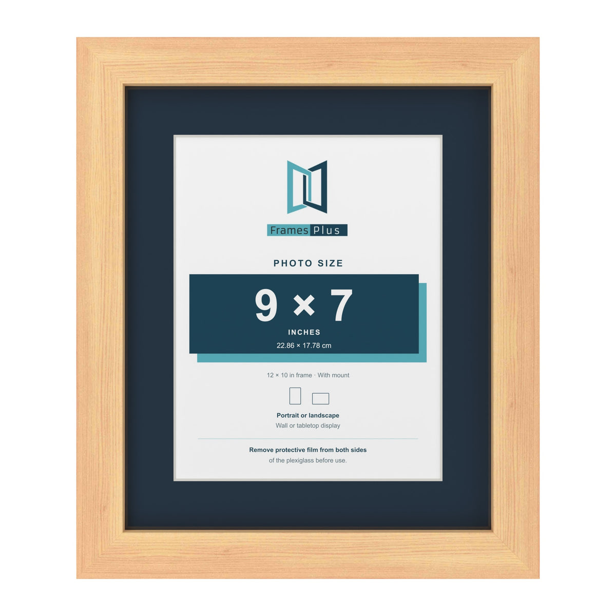 Pine 12 x 10 inch picture frame with a Pacific Blue mount for a 9 x 7 inch photo
