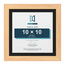Pine 12 x 12 inch picture frame with a black mount for a 10 x 10 inch photo
