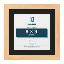 Pine 12 x 12 inch picture frame with a black mount for a 9 x 9 inch photo