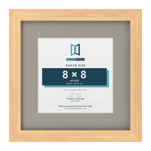 Pine 12 x 12 inch picture frame with a Dawn Grey mount for an 8 x 8 inch photo