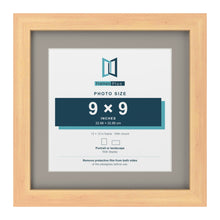 Pine 12 x 12 inch picture frame with a Dawn Grey mount for a 9 x 9 inch photo