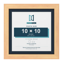 Pine 12 x 12 inch picture frame with a Pacific Blue mount for a 10 x 10 inch photo