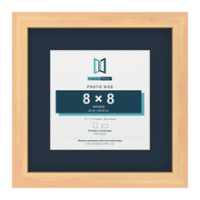 Pine 12 x 12 inch picture frame with a Pacific Blue mount for an 8 x 8 inch photo