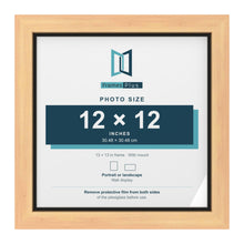 Pine 13 x 13 inch picture frame with a black mount for a 12 x 12 inch photo