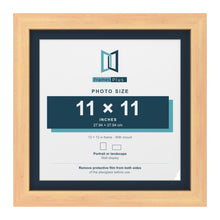 Pine 13 x 13 inch picture frame with a Pacific Blue mount for an 11 x 11 inch photo