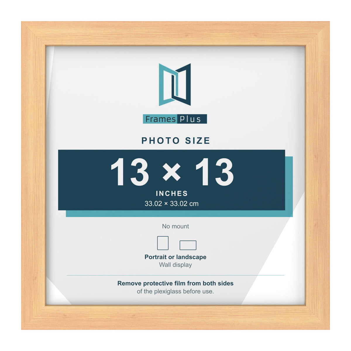 Pine picture frame for a 13 x 13 inch photo