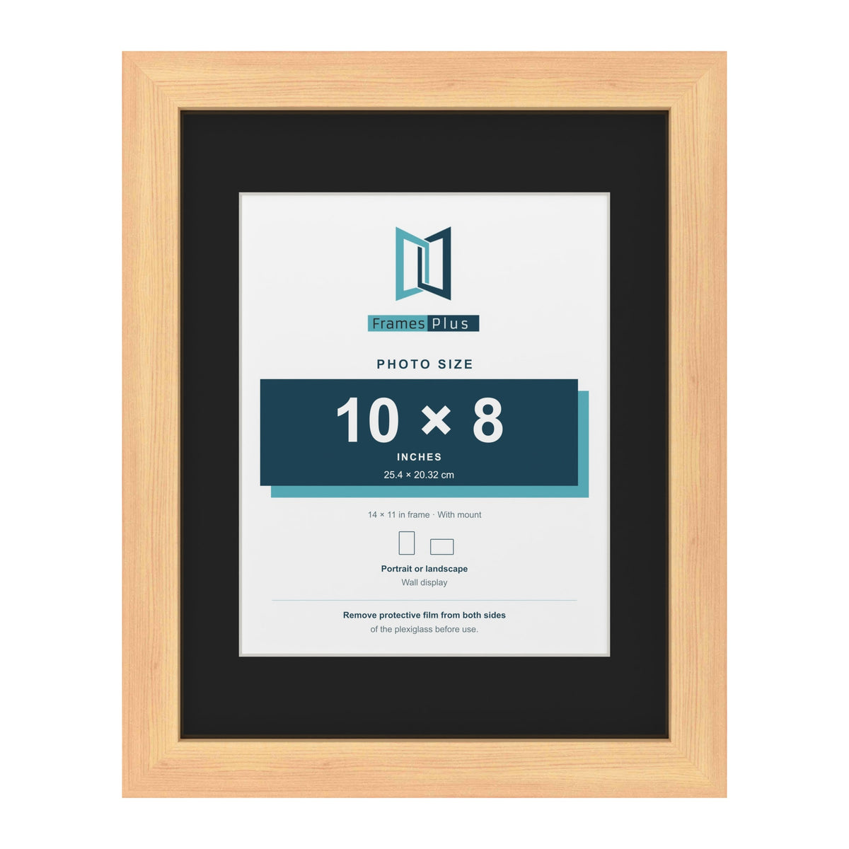 Pine 14 x 11 inch picture frame with a black mount for a 10 x 8 inch photo