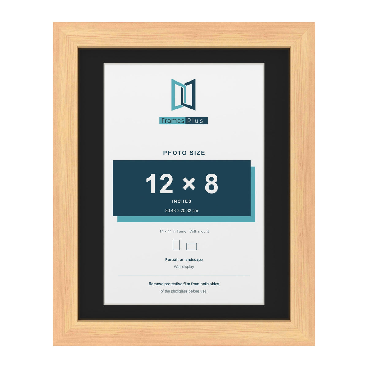 Pine 14 x 11 inch picture frame with a black mount for a 12 x 8 inch photo