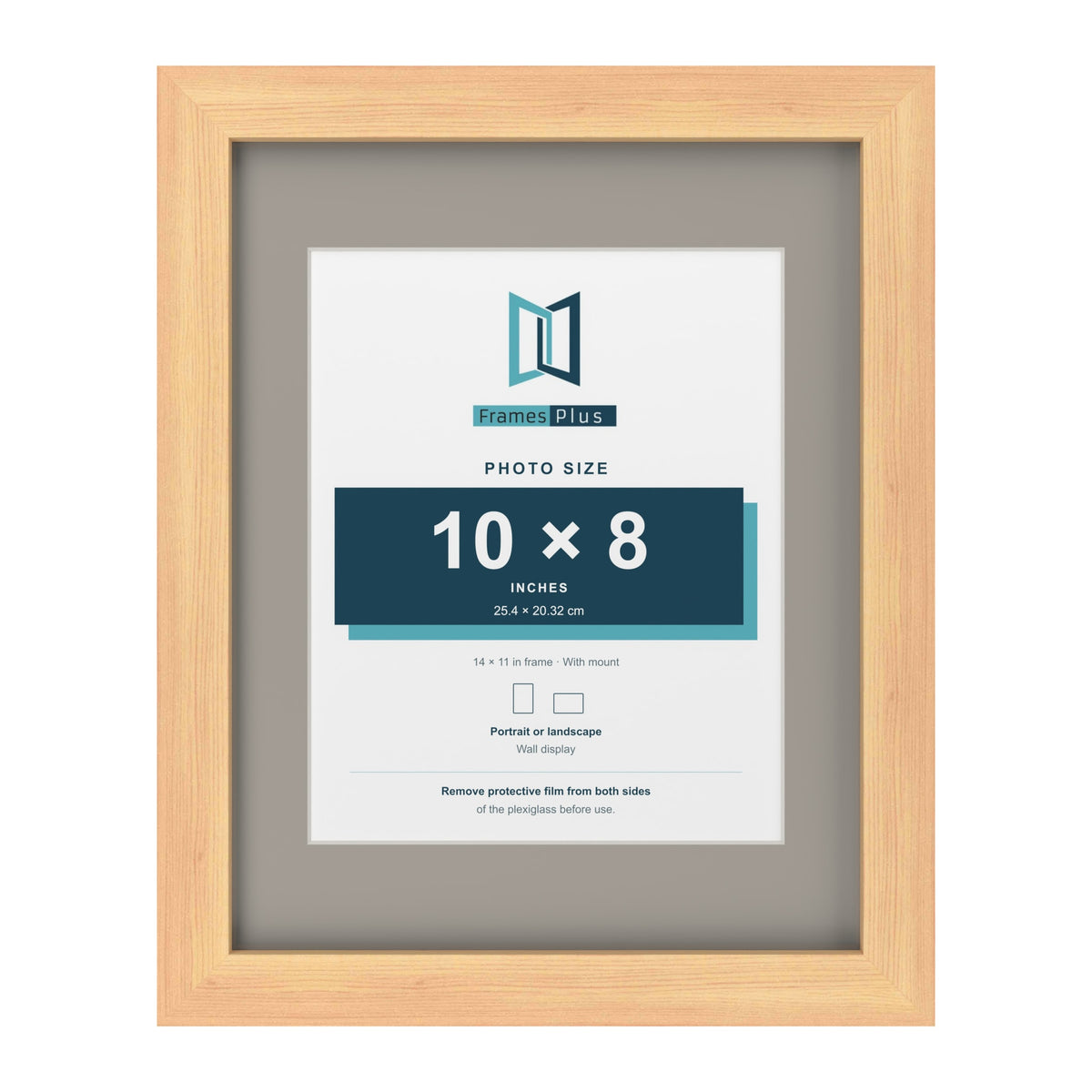Pine 14 x 11 inch picture frame with a Dawn Grey mount for a 10 x 8 inch photo