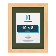 Pine 14 x 11 inch picture frame with a green mount for a 10 x 8 inch photo