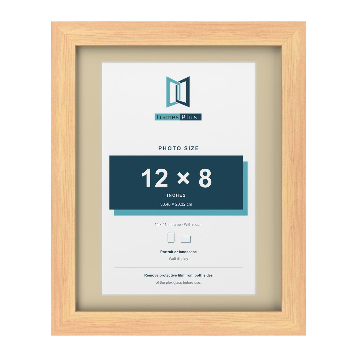 Pine 14 x 11 inch picture frame with an ivory mount for a 12 x 8 inch photo