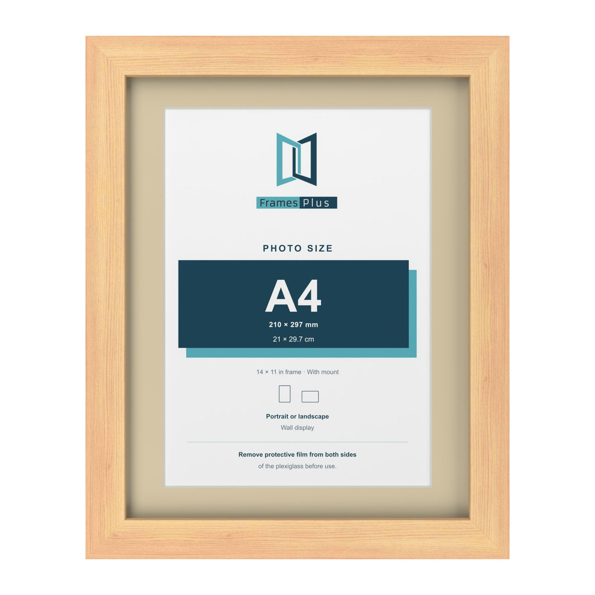 Pine 14 x 11 inch picture frame with an ivory mount for an A4 photo