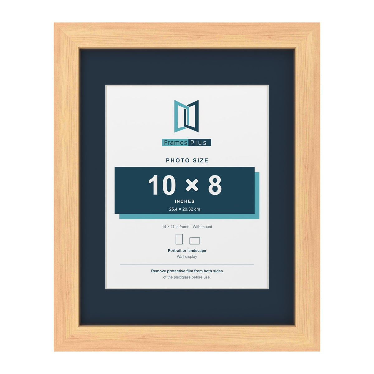 Pine 14 x 11 inch picture frame with a Pacific Blue mount for a 10 x 8 inch photo
