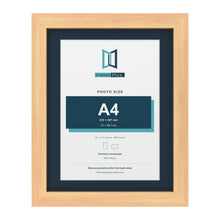 Pine 14 x 11 inch picture frame with a Pacific Blue mount for an A4 photo