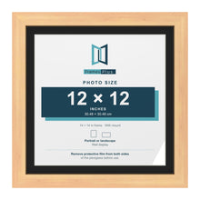 Pine 14 x 14 inch picture frame with a black mount for a 12 x 12 inch photo
