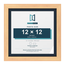 Pine 14 x 14 inch picture frame with a Pacific Blue mount for a 12 x 12 inch photo
