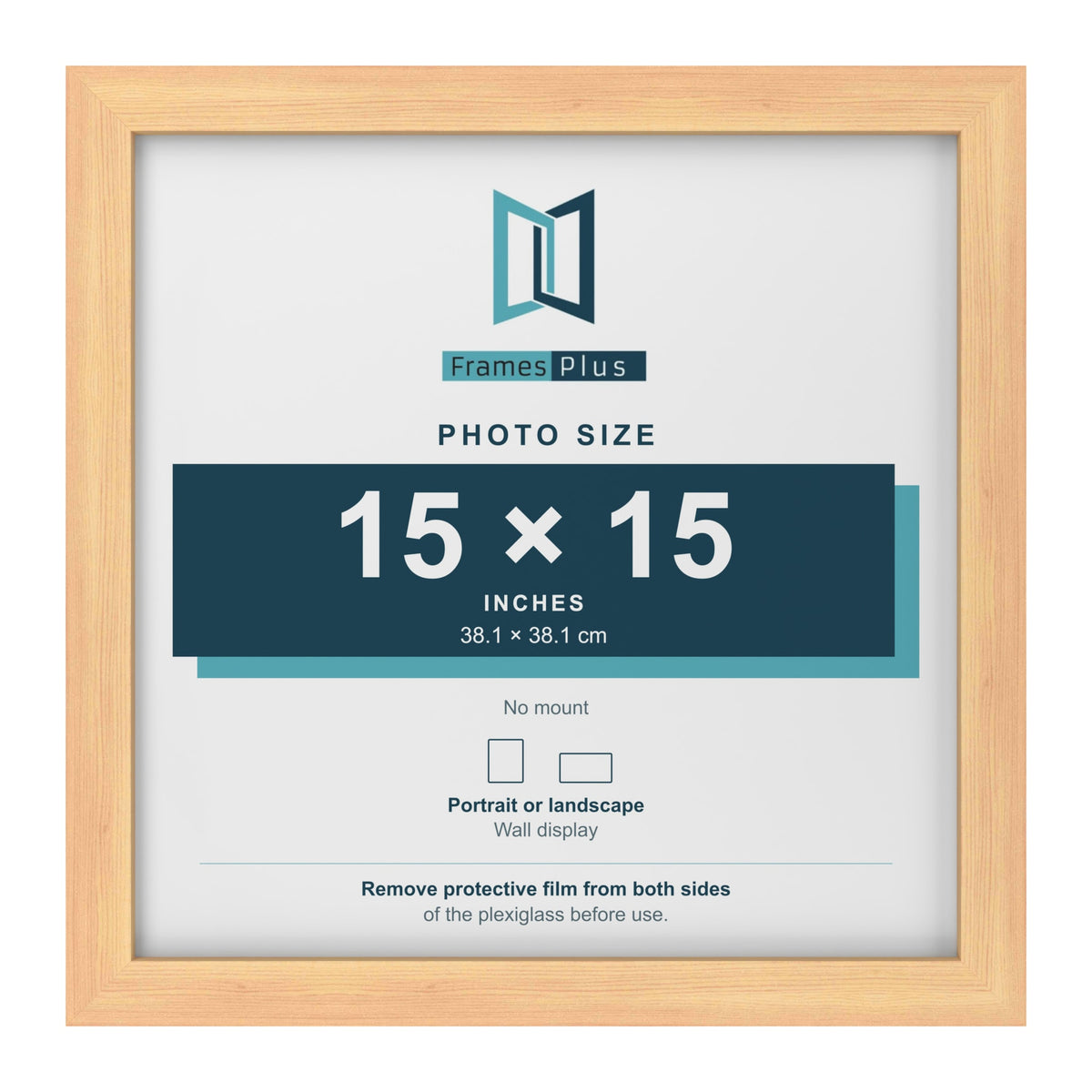 Pine picture frame for a 15 x 15 inch photo