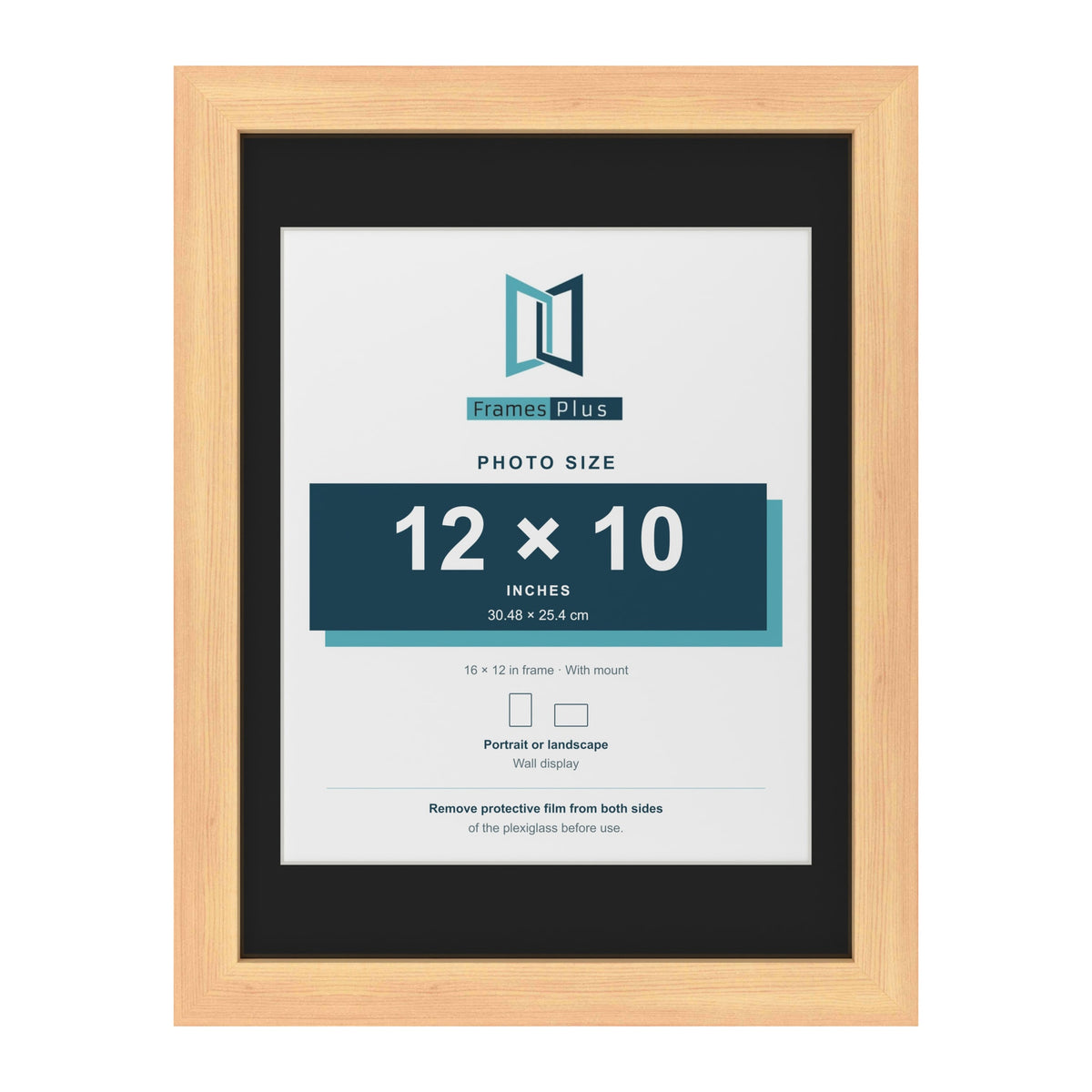 Pine 16 x 12 inch picture frame with a black mount for a 12 x 10 inch photo