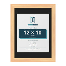 Pine 16 x 12 inch picture frame with a black mount for a 12 x 10 inch photo
