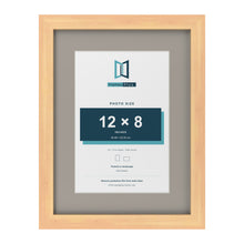 Pine 16 x 12 inch picture frame with a Dawn Grey mount for a 12 x 8 inch photo