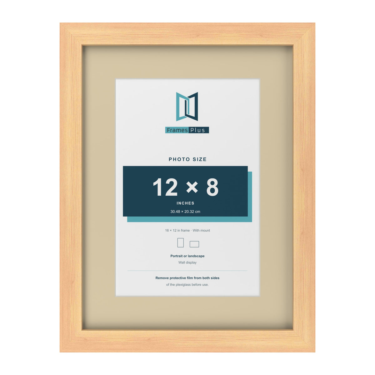 Pine 16 x 12 inch picture frame with an ivory mount for a 12 x 8 inch photo