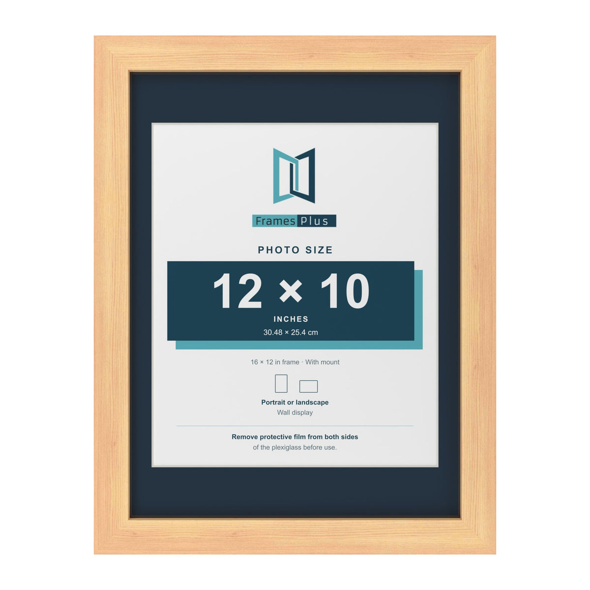 Pine 16 x 12 inch picture frame with a Pacific Blue mount for a 12 x 10 inch photo