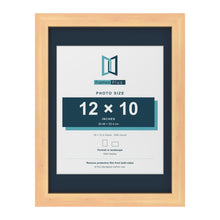Pine 16 x 12 inch picture frame with a Pacific Blue mount for a 12 x 10 inch photo