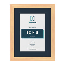Pine 16 x 12 inch picture frame with a Pacific Blue mount for a 12 x 8 inch photo