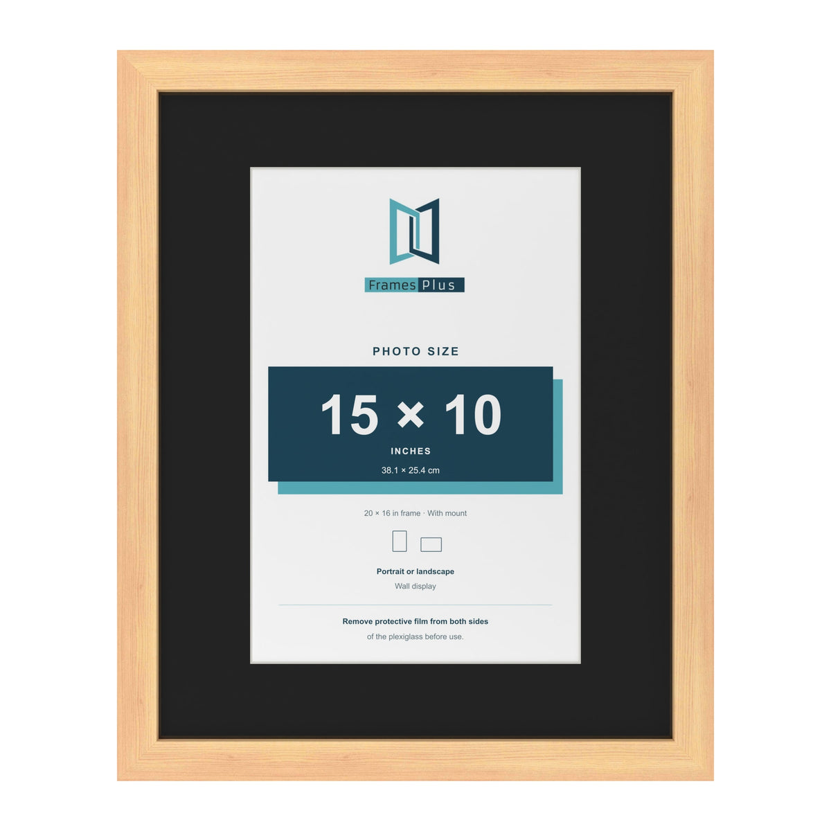 Pine 20 x 16 inch picture frame with a black mount for a 15 x 10 inch photo
