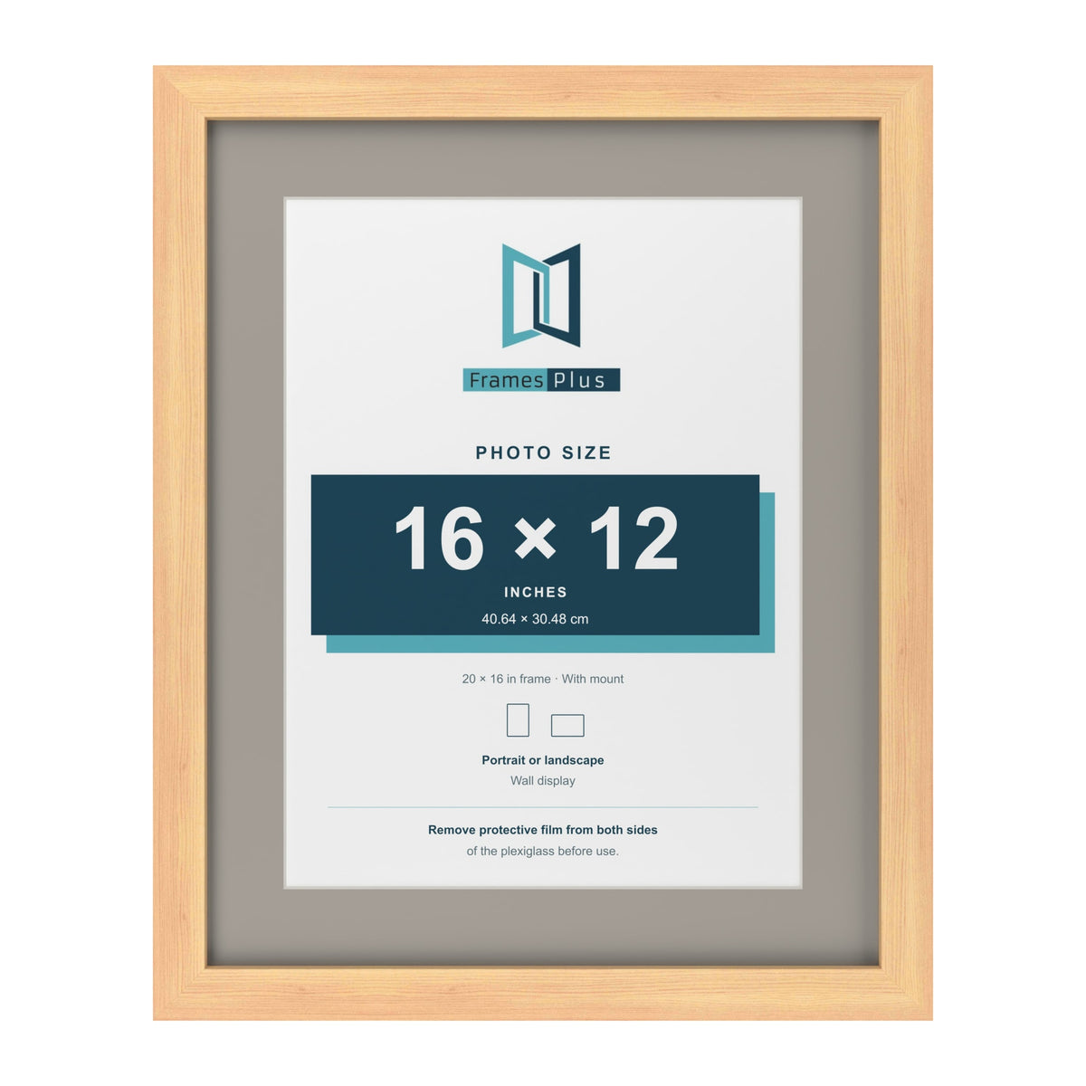Pine 20 x 16 inch picture frame with a Dawn Grey mount for a 16 x 12 inch photo