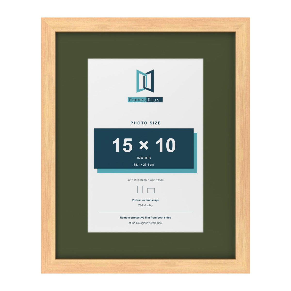 Pine 20 x 16 inch picture frame with a green mount for a 15 x 10 inch photo