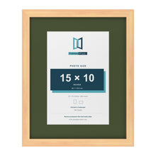 Pine 20 x 16 inch picture frame with a green mount for a 15 x 10 inch photo