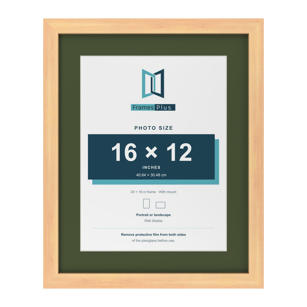 Pine 20 x 16 inch picture frame with a green mount for a 16 x 12 inch photo