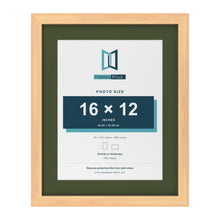Pine 20 x 16 inch picture frame with a green mount for a 16 x 12 inch photo