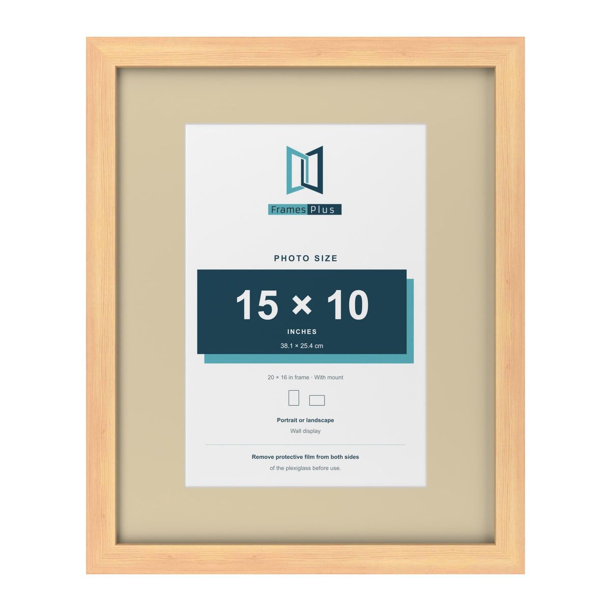 Pine 20 x 16 inch picture frame with an ivory mount for a 15 x 10 inch photo