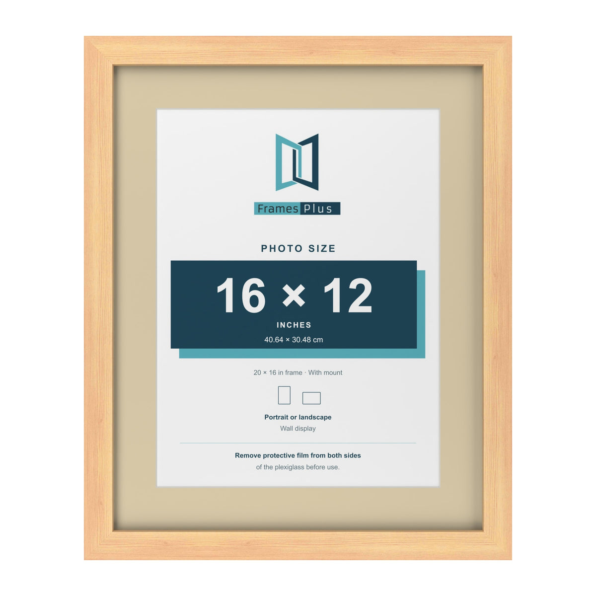 Pine 20 x 16 inch picture frame with an ivory mount for a 16 x 12 inch photo