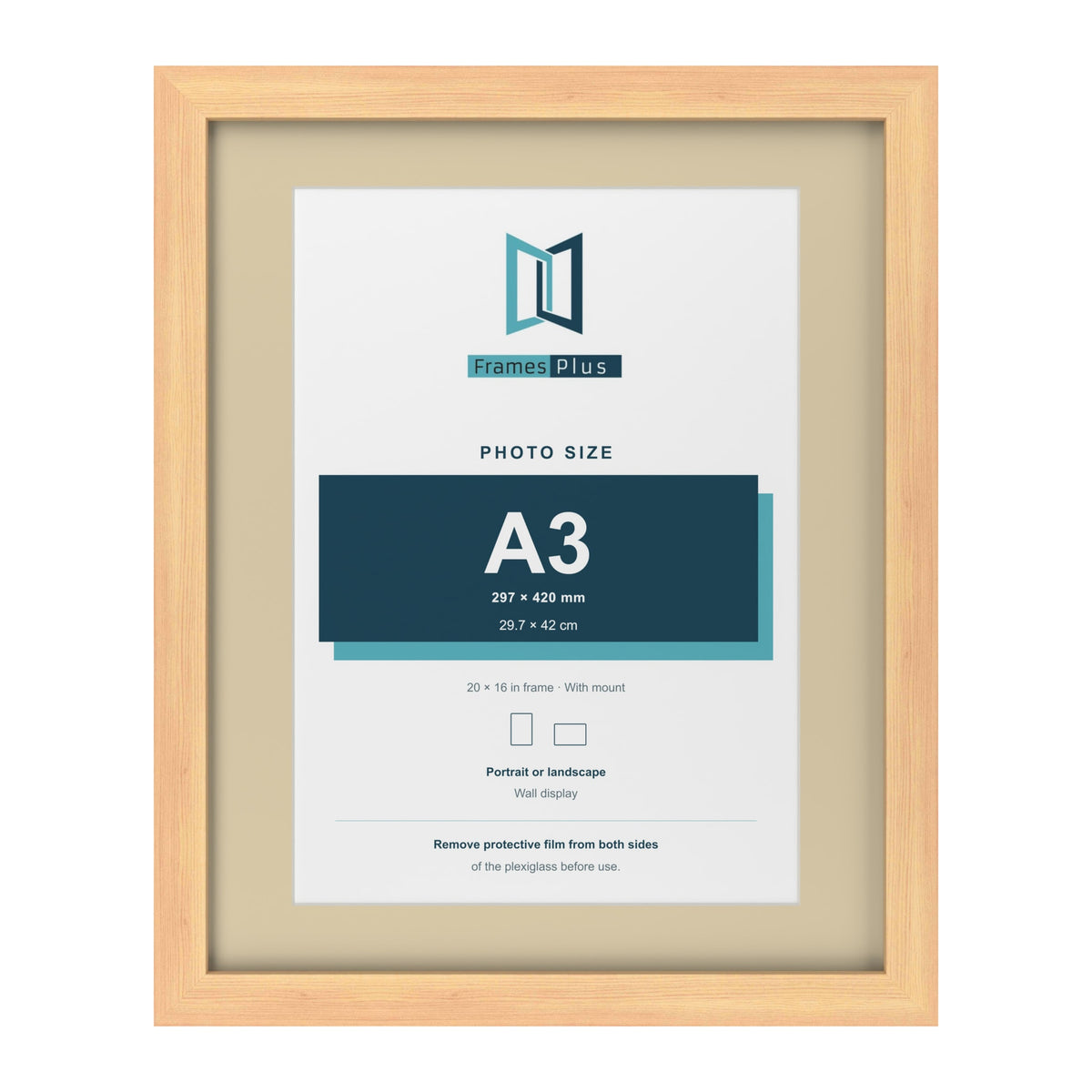 Pine 20 x 16 inch picture frame with an ivory mount for an A3 photo