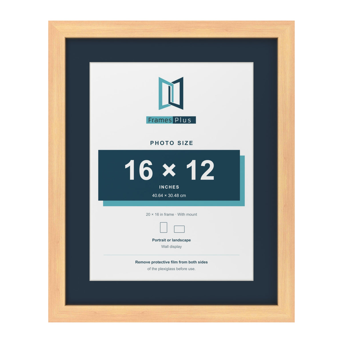 Pine 20 x 16 inch picture frame with a Pacific Blue mount for a 16 x 12 inch photo