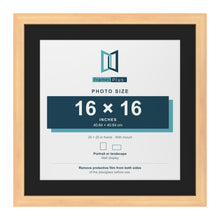 Pine 20 x 20 inch picture frame with a black mount for a 16 x 16 inch photo